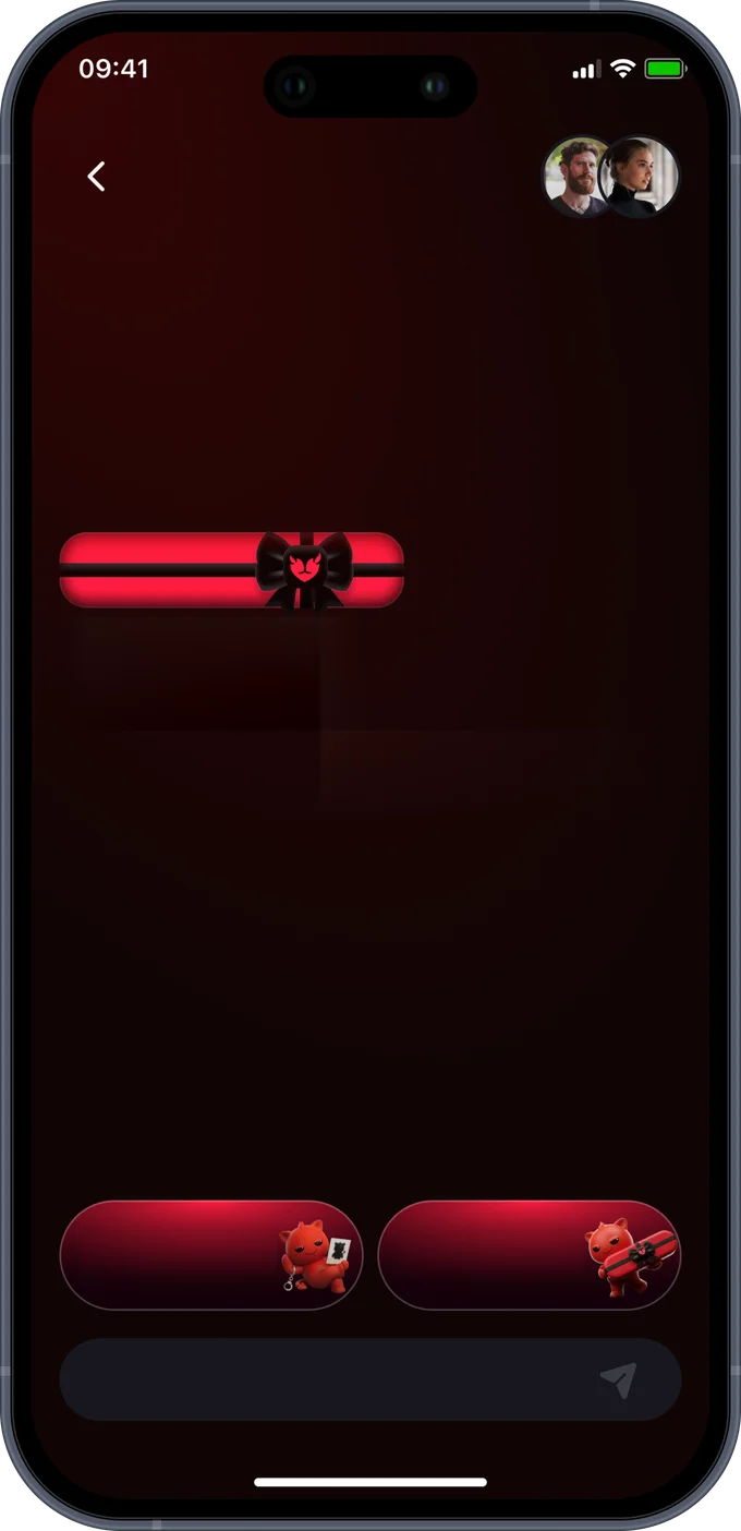 Tela do Chat Surpresa no app do Heat